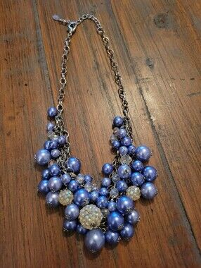 Ethel & Myrtle Blue Beaded Bibb Necklace